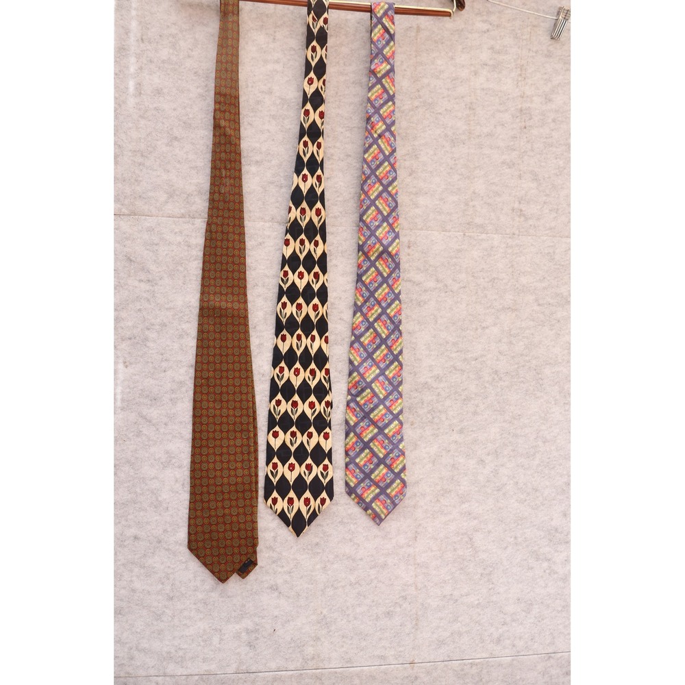 Vintage Mens Tie Lot Brooks Brothers Makers XL Van Heusen Silk Geometric Floral